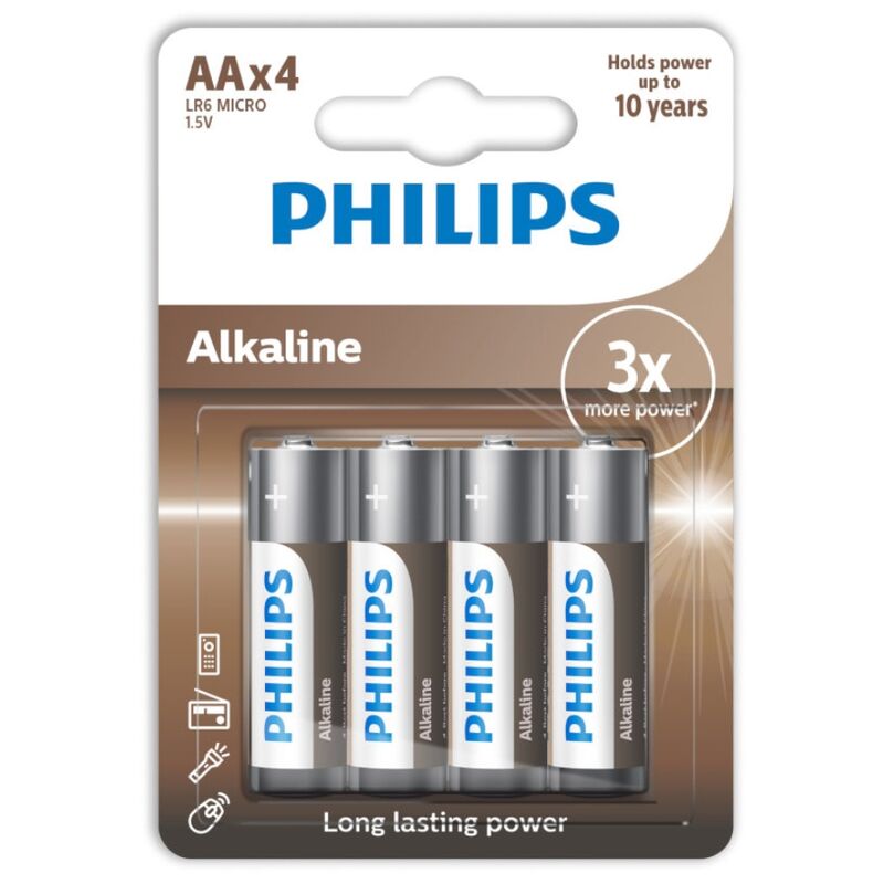 PHILIPS – PILES ALCALINES AA LR6 PACK 4