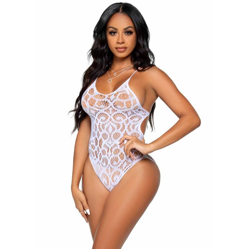 LEG AVENUE – TEDDY EN DENTELLE SANS COUTURES – BLANC