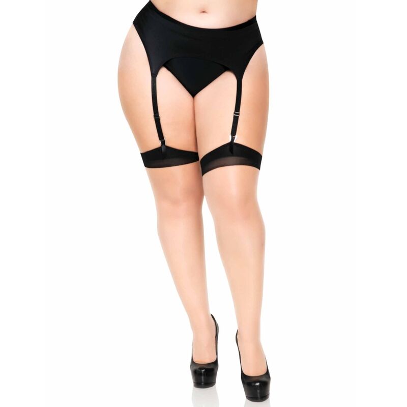 LEG AVENUE – PLUS LYCRA SHEER 2 TONS CUISSES HAUTES AVEC COUTURE ARRIÈRE ET TALON CUBAIN