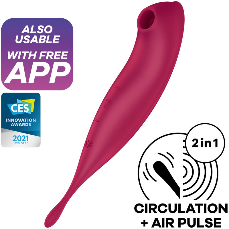 SATISFYER – APPLICATION DE STIMULATEUR ET VIBRATEUR TWIRLING PRO+ ROUGE