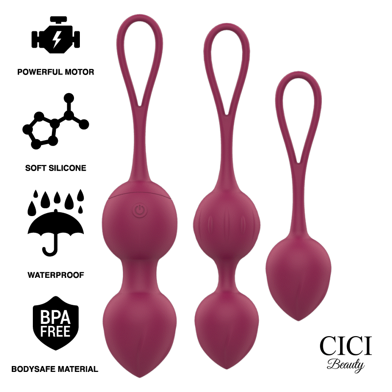 CICI BEAUTY – PREMIUM SILICONE 3 PERLES DE KEGEL VIBRANTES TÉLÉCOMMANDE