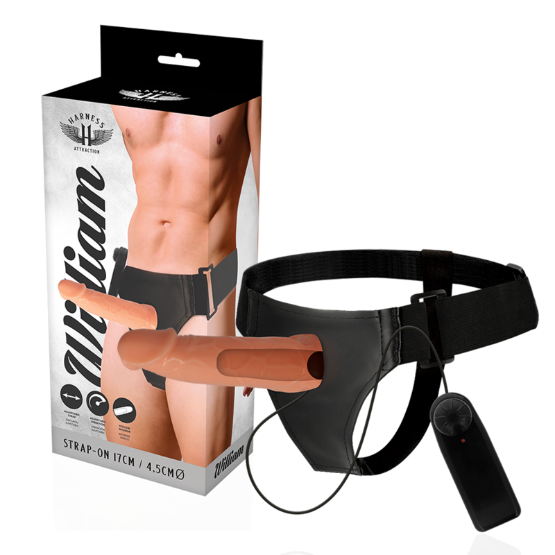 HARNESS ATTRACTION – WILLIAN HOLLOW RNES AVEC VIBRATEUR 17 CM -O- 4.5 CM