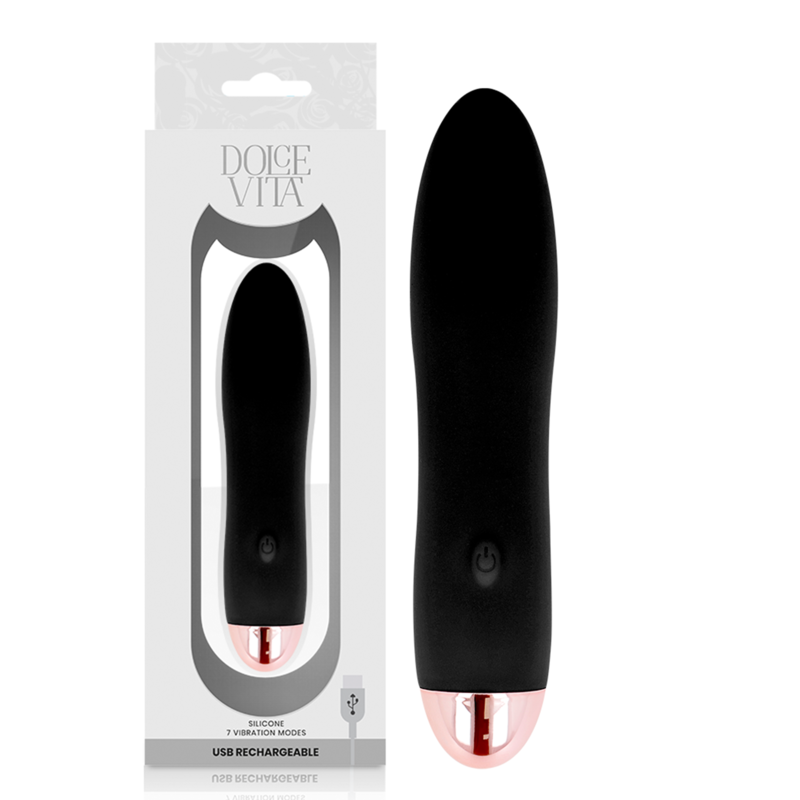 DOLCE VITA – VIBRATEUR RECHARGEABLE QUATRE NOIR 7 VITESSES