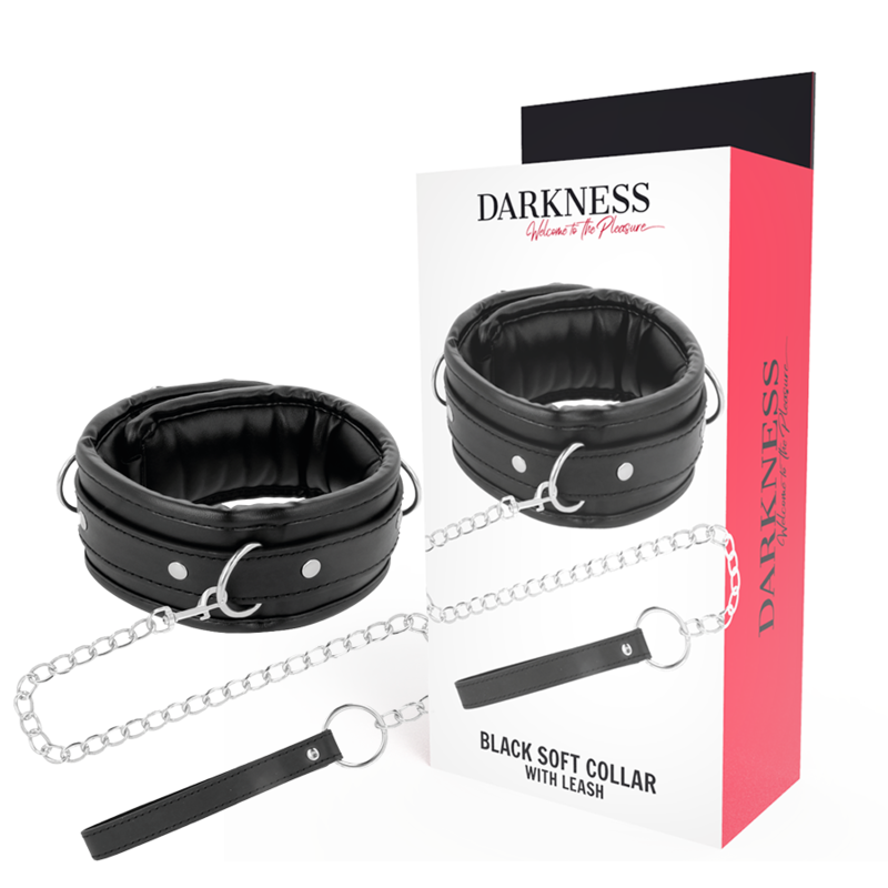 DARKNESS – COLLIER EN CUIR SOUPLE AVEC CHAÎNE