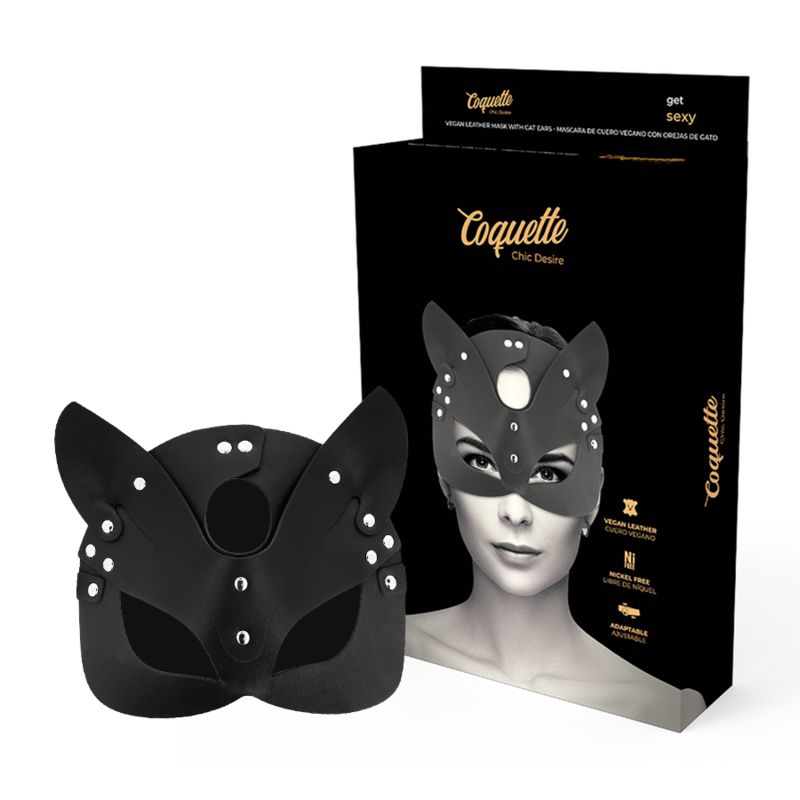 COQUETTE CHIC DESIRE – MASQUE EN CUIR VEGAN AVEC OREILLES DE CHAT