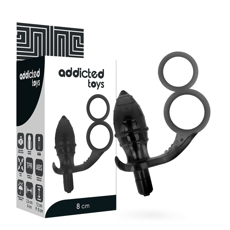 ADDICTED TOYS – PLUG ANAL AVEC DOUBLE ANNEAU NOIR