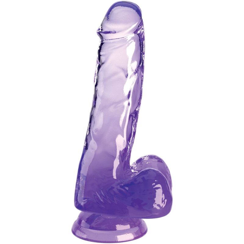 KING COCK – CLEAR PÉNIS RÉALISTE AVEC BOULES 13.5 CM VIOLET