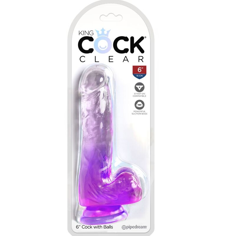 img_155367_c47f7eb830957d443486fe26a0837956_1.jpg KING COCK - CLEAR PÉNIS RÉALISTE AVEC BOULES 13.5 CM VIOLET – Image 2