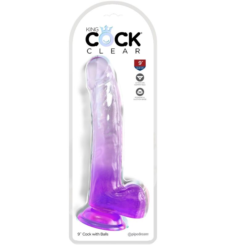 img_156276_c7cc6291a68fe5aa0cc6a9418d3fb490_1.jpg KING COCK - CLEAR GODE AVEC TESTICULES 20.3 CM VIOLET – Image 2
