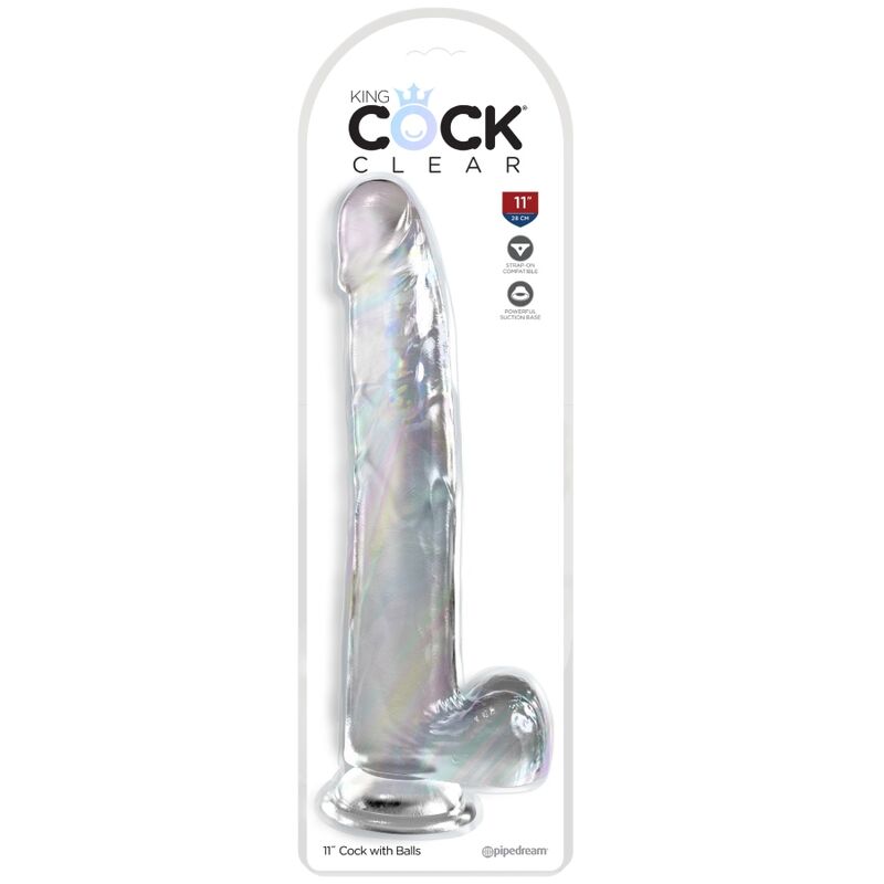 img_156281_2b0bcd30c4d269be8b1c0ab70f5db817_1.jpg KING COCK - CLEAR GODE AVEC TESTICULES 24.8 CM TRANSPARENT – Image 2