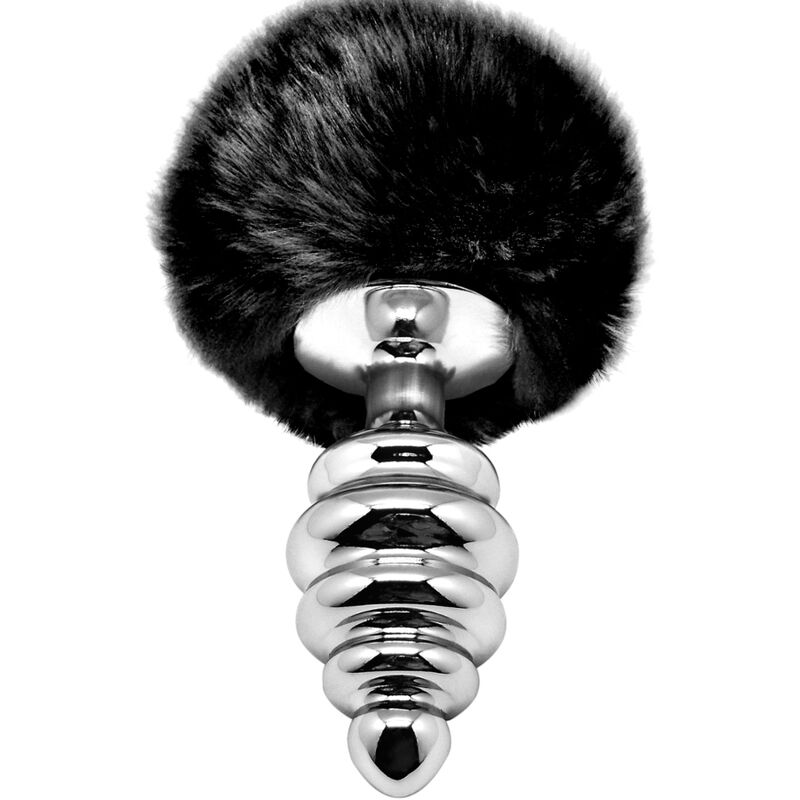 img_159087_701e994b2456c32cb71ee19232c263a4_1.jpg ALIVE - PLUG DE PLAISIR ANAL SPIRAL METAL FLUFFY NOIR TAILLE L – Image 2