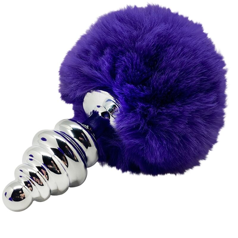 ALIVE – PLUG DE PLAISIR ANAL SPIRAL METAL FLUFFY VIOLET FONCÉ TAILLE S