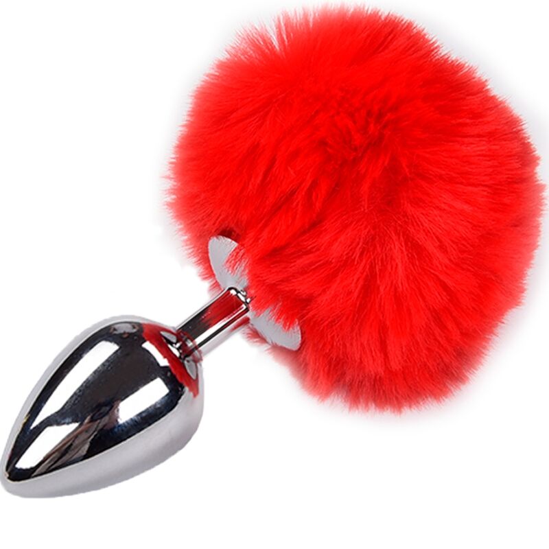 ALIVE – PLUG DE PLAISIR ANAL LISSE MÉTAL FLUFFY ROUGE TAILLE M