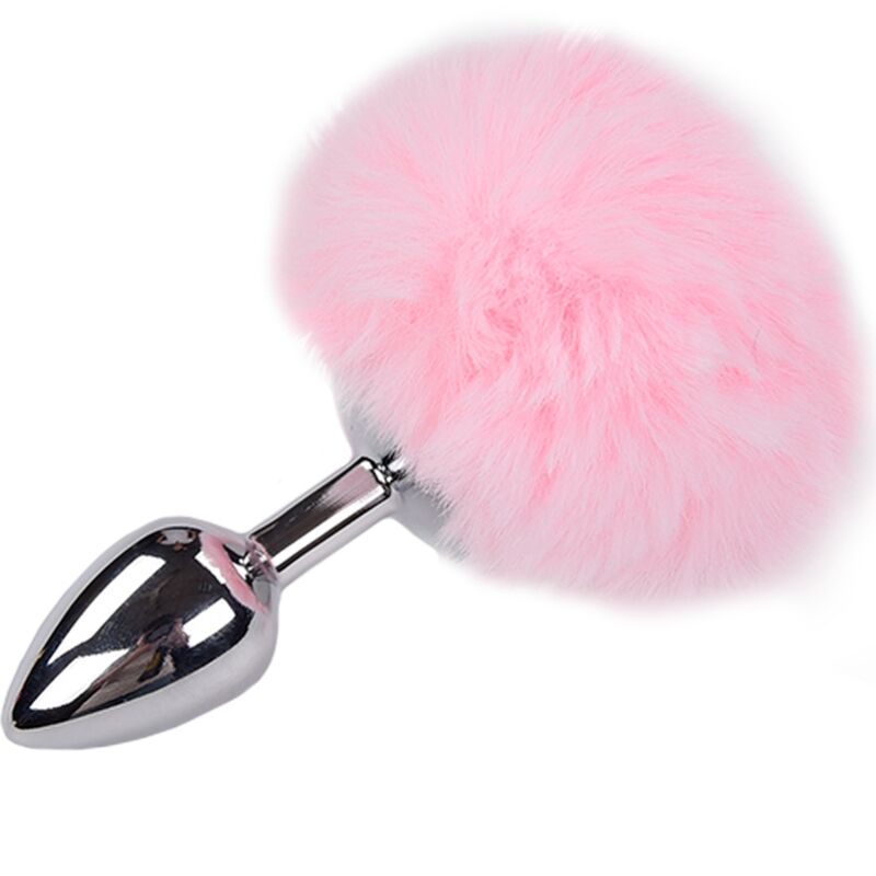 ALIVE – PLUG DE PLAISIR ANAL LISSE MÉTAL FLUFFY ROSE TAILLE L