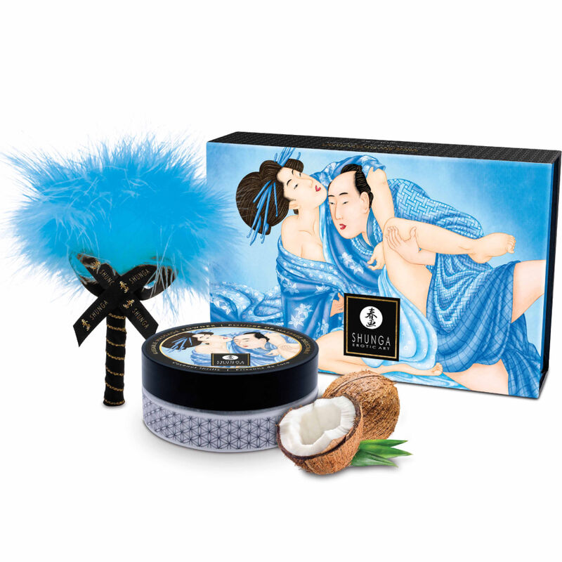 SHUNGA – KIT DE POUDRE DE MASSAGE COMESTIBLE À LA NOIX DE COCO