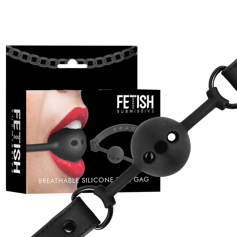 FETISH SUBMISSIVE BONDAGE – BÂILLON À BOULE EN SILICONE RESPIRANT