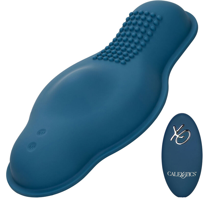 CALEXOTICS – RIDER MASSAGER DOUBLE MOTEUR TÉLÉCOMMANDE BLEU