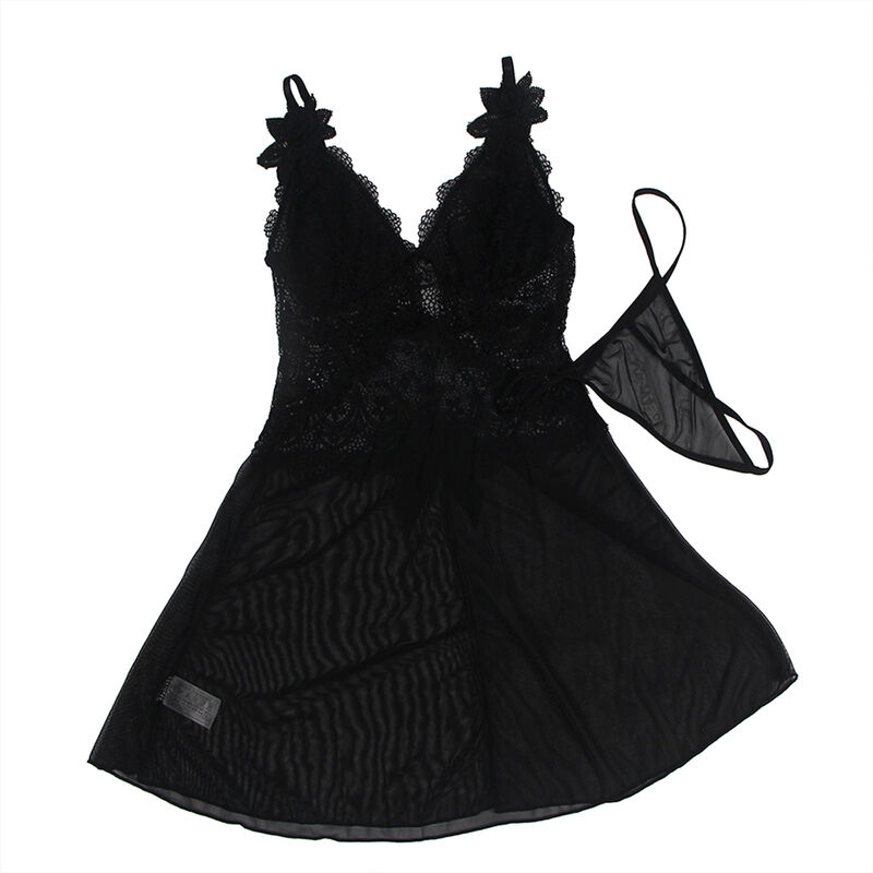 img_175766_7936ae5b6bfbbbea012e9459d7809679_1.jpg SUBBLIME - BABYDOLL TELA DE TUL DETALLE ENCAJE Y FLOR NEGRO S/M – Image 3