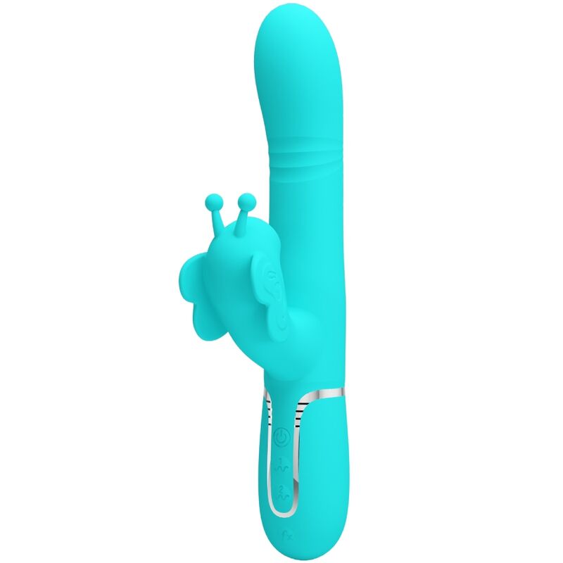 PRETTY LOVE – VIBRATEUR MULTIFONCTION LAPIN 4 EN 1 PAPILLON AQUA VERT