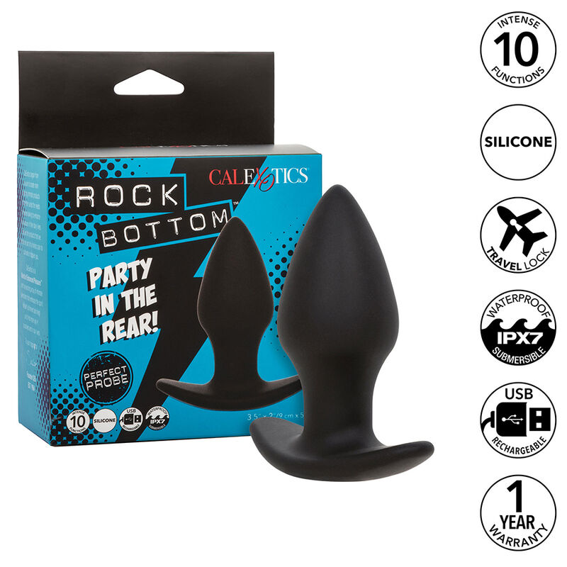 CALEXOTICS – ROCK BOTTOM PLUG ANAL PARFAIT 10 VIBRATIONS SILICONE NOIR