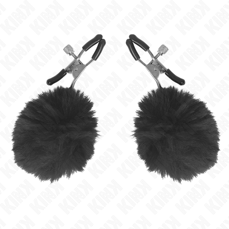 KINK – PINCE A METON BOULE EN FAUSSE FOURRURE NOIR 6 CM