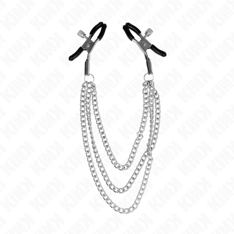 img_186669_39e72c95a7b5ad1cdf717848583b2104_1.png KINK - PINCES À METELIER AVEC 3 CHAÎNES ARGENT 20/23/28 CM – Image 2