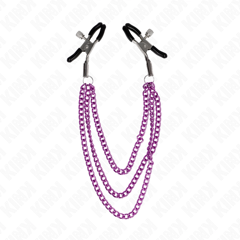 img_186678_f486a276defd3ec8360a13b4e9aeaffb_1.png KINK - PINCES À METELIER AVEC 3 CHAÎNES VIOLET 20/23/28 CM – Image 2