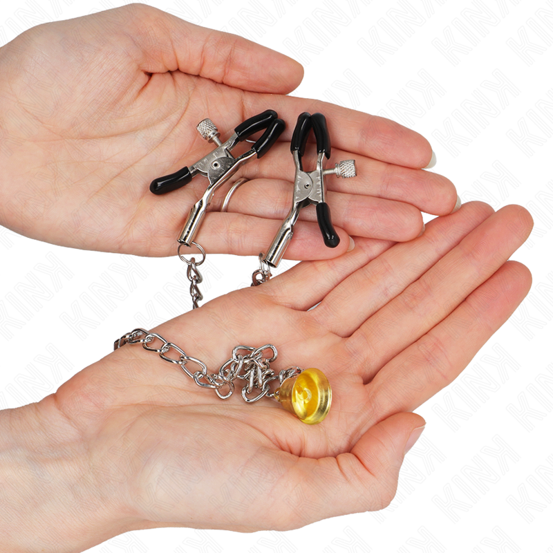 img_187349_2e1e3303151d4773421f6a18b071c28e_1.png KINK - PINCES À TÉLÉTON CHAÎNE AVEC PENDENTIF CORNE 30 CM – Image 2