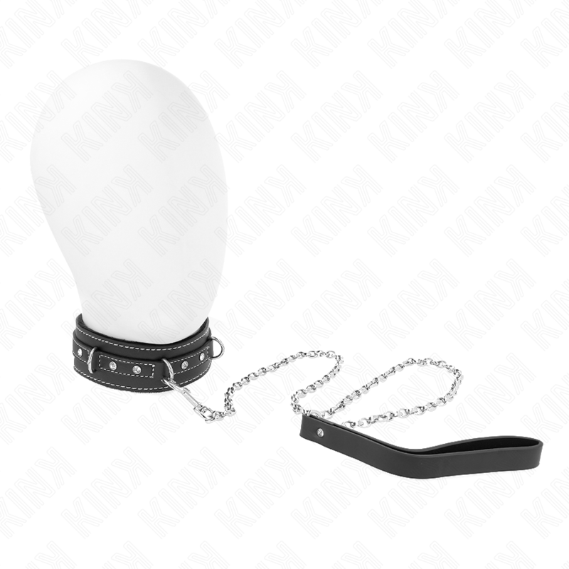 KINK – COLLIER EN CUIR PVC AVEC CEINTURE 105 CM RIVET STRASS 41,5 X 4 CM