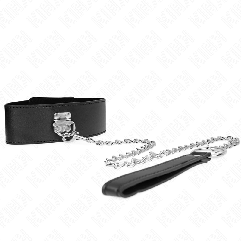img_188743_472f1b7d1395efdc99de358c745af178_1.png KINK - COLLIER AVEC CEINTURE 65 CM AVEC LARGE BRACELET NOIR AJUSTABLE 33,5-41 CM X 5 CM – Image 3