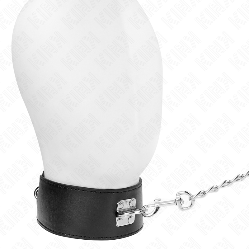 img_188746_e7340c6e36b7454193b895fce5801630_1.png KINK - COLLIER AVEC CEINTURE 65 CM AVEC LARGE BRACELET NOIR AJUSTABLE 33,5-41 CM X 5 CM – Image 2