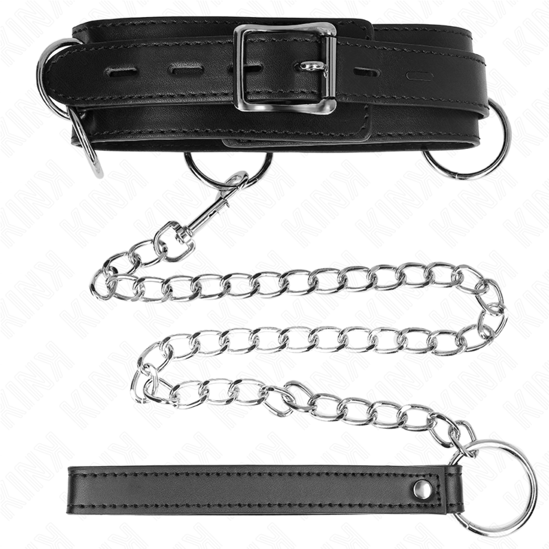 img_188813_0e32e3ecf5958c68f1b7620512e99287_1.png KINK - COLLIER ESCLAVAGE 3 ANNEAUX AVEC SANGLE 80 CM 53 X 5 CM – Image 4