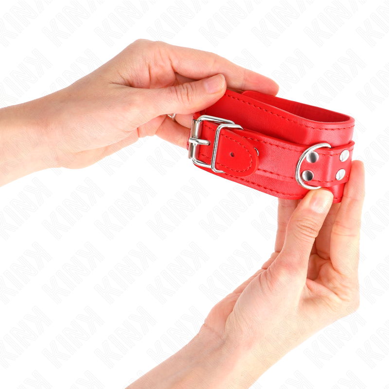 img_189518_183dd73f71377989e9eb685721ff2d55_1.png KINK - APPAREILS-POIGNETS SIMPLES ROUGE AJUSTABLES 20-23 CM X 5,5 CM – Image 3