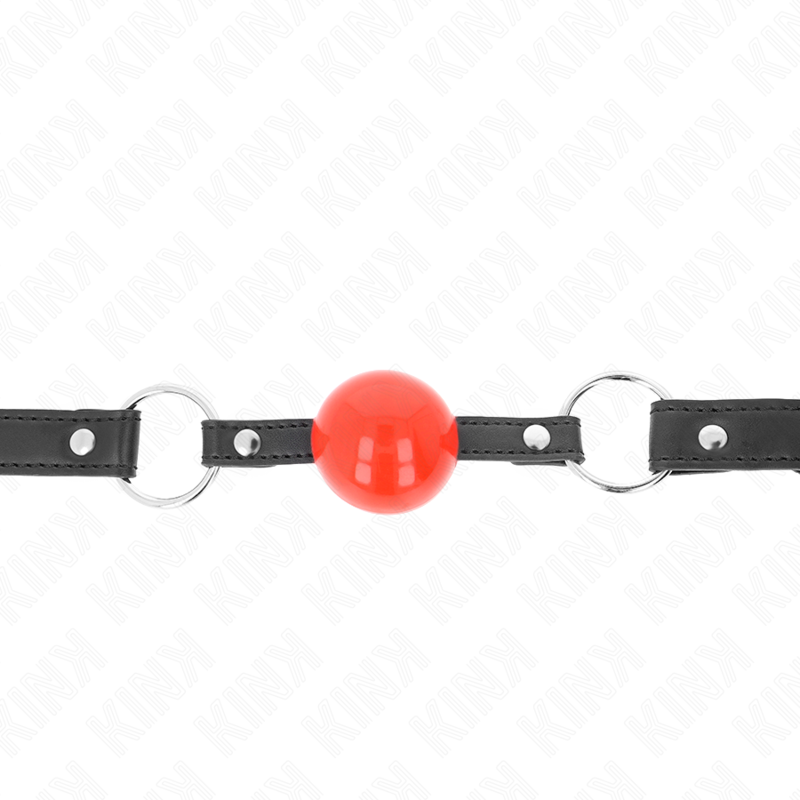 KINK – BÂILLON BALLE 4 CM AVEC SERRURE BOULE ROUGE BRACELET NOIR 60 x 2 CM