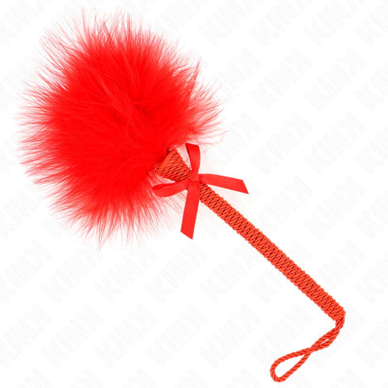 KINK – Baguette en corde de nylon avec plumes chatouillantes et noeud rouge 25 cm