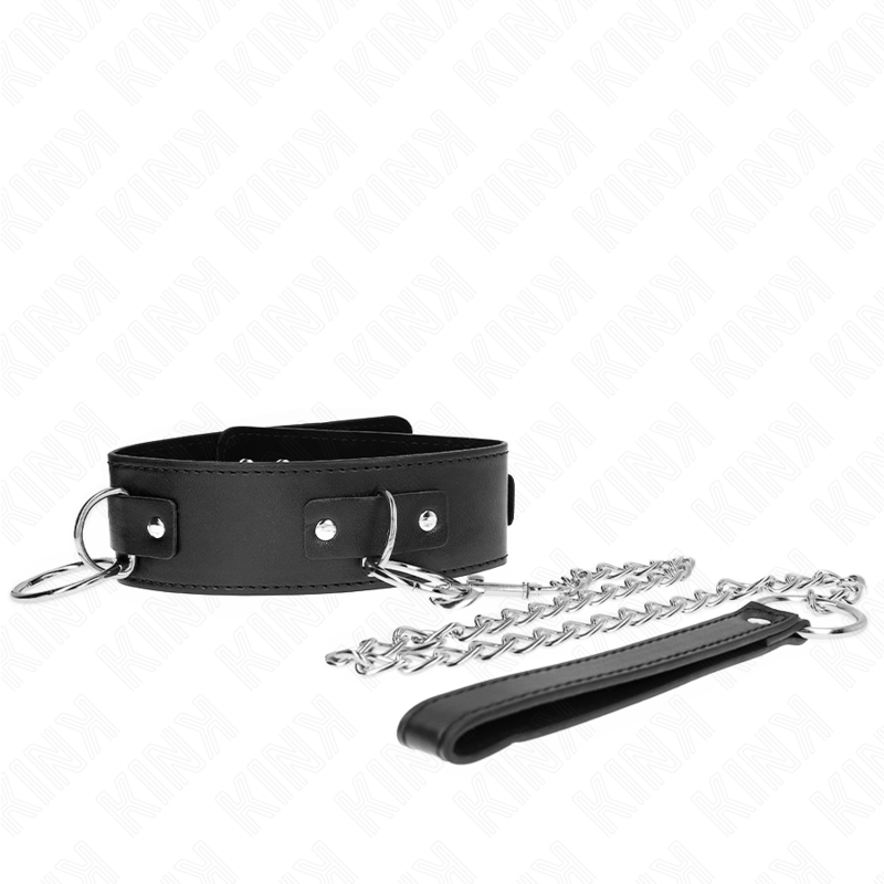 KINK – COLLIER AVEC LAISSE 65 CM 3 ANNEAUX MODÈLE 2 RÉGLABLE 36-43 CM X 5 CM