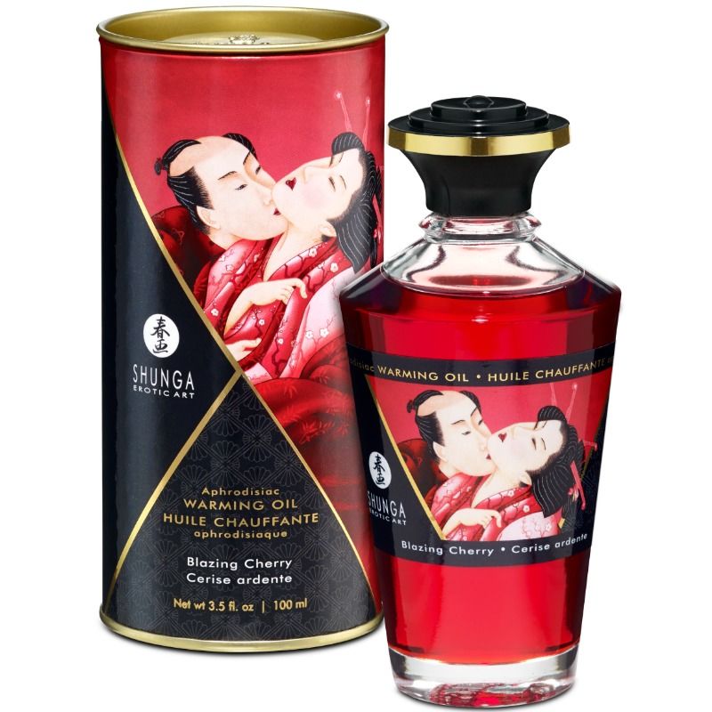 SHUNGA – HUILE DE MASSAGE EFFET CHALEUR SAVEUR INTENSE DE CERISE 100 ML